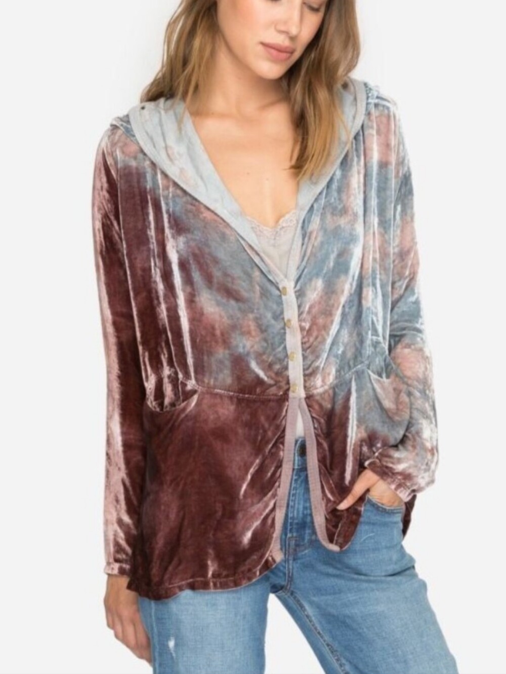 Johnny Was‘Ashton’ Hooded Velvet Jacket